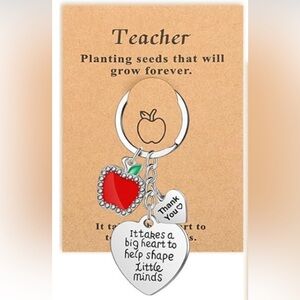 New Silver Teacher Appreciation Keychain Set